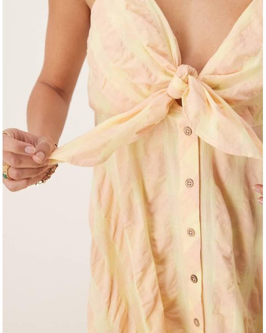 Free People Natural Via Gingham Cami Midi Dress