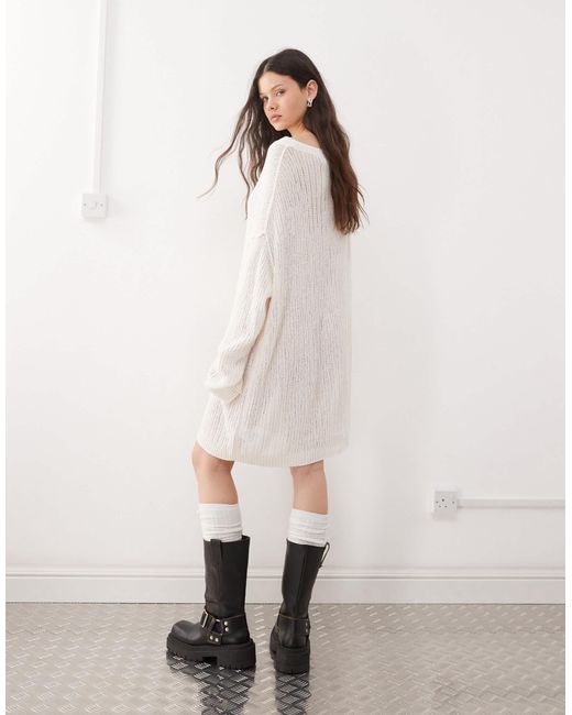 Weekday Natural Dilaria Oversized Slouchy Open Knit Jumper