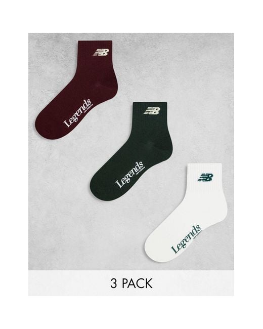 New Balance Multicolor 3 Pack Legends Ankle Socks Green/red/white
