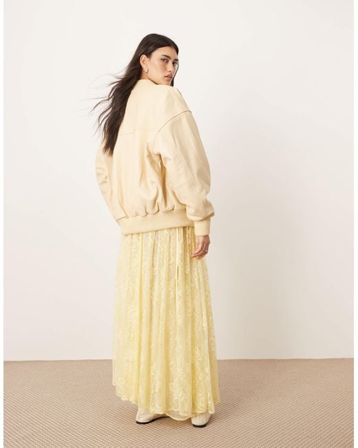 ARRANGE Natural Lace Drawstring Detail Volume Maxi Skirt