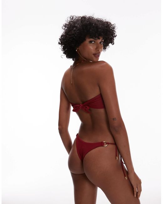 TOPSHOP Red Thailand Thong Bikini Bottoms