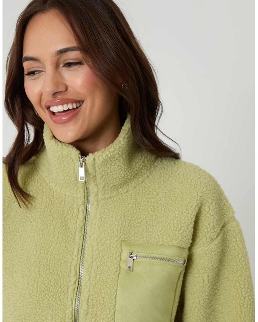 Threadbare Green Half Zip Borg Fleece