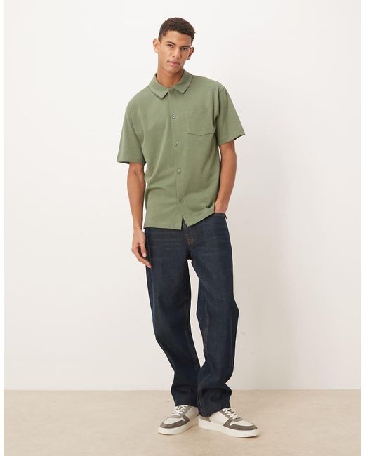 ASOS Green Circular Design Collection Super Heavyweight Relaxed Polo Shirt for men
