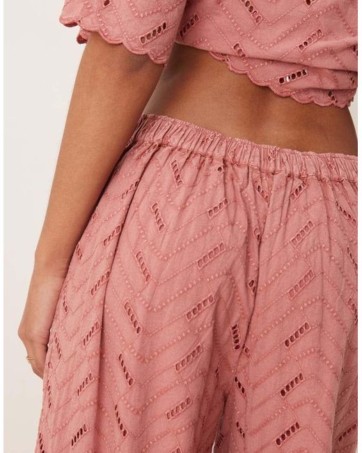 ASOS Pink Geo Eyelet Relaxed Pants