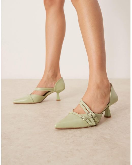 Glamorous Natural Slingback Kitten Heeled Shoes