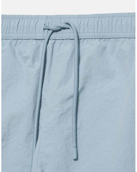Pull&Bear Blue Elastic Waist Swim Shorts for men