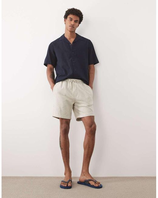 Threadbare Blue Pull On Stripe Shorts for men