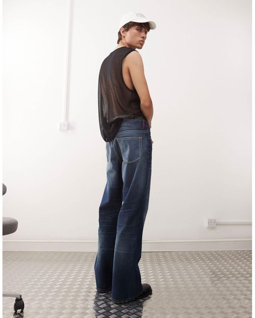 Cheap Monday Blue Boo Bootleg Rigid Bootcut Jeans for men