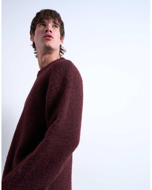 Topman Losse Gebreide Trui Met Ronde Hals in het Purple voor heren