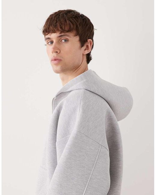 Collusion Gray Zip Through Heavyweight Boxy Hoodie for men