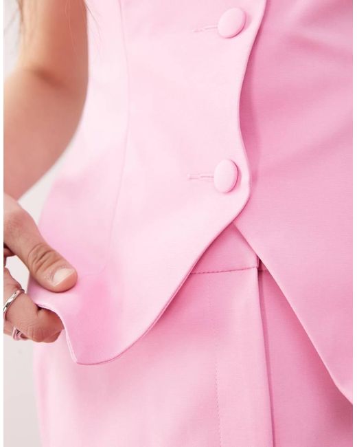 Miss Selfridge Pink Tailored Vest Set