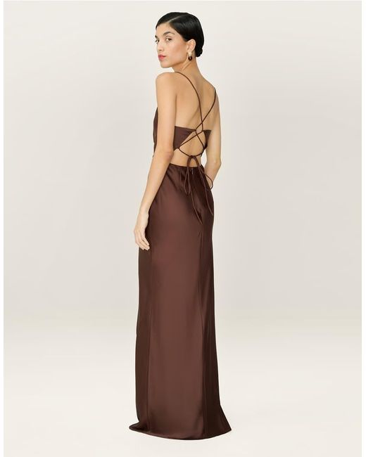 OMNES Natural Dresses Ginny Satin Maxi Dress With Lace-Up Back