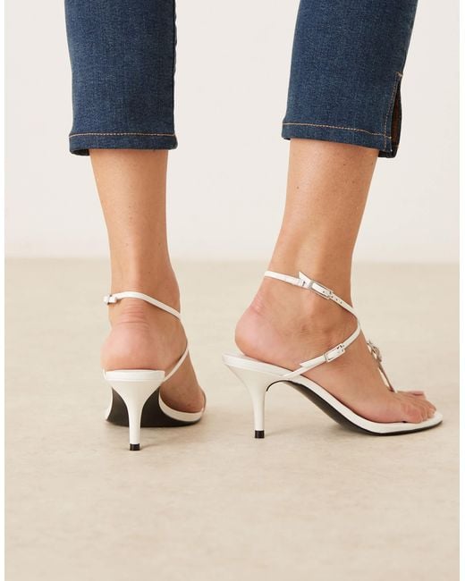 Mango Blue Leather Buckle Detail Strappy Heeled Sandal