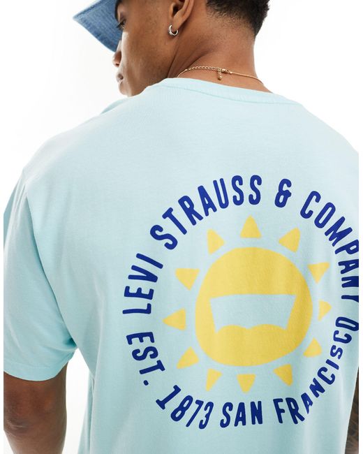 T-shirt chiaro con stampa di sole e logo al centro e sul retro di Levi's in Blue da Uomo