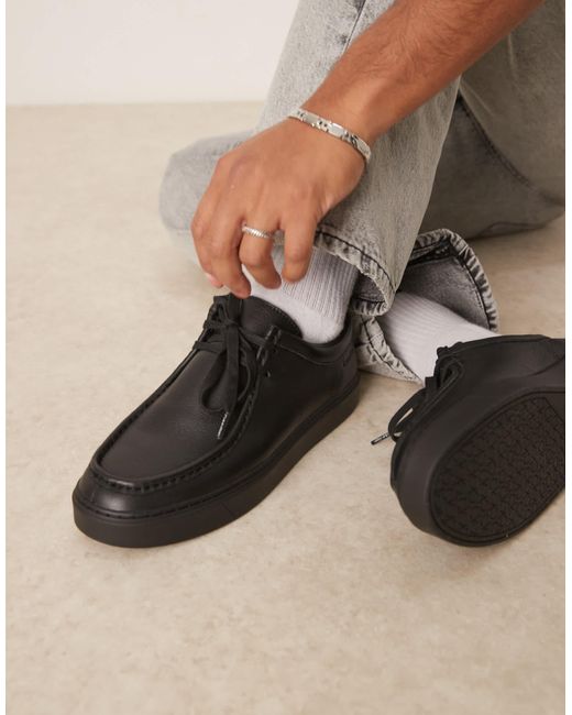 Calvin Klein – lederschuhe zum schnüren in Black für Herren