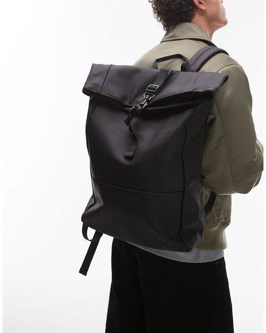 Mango Black Roll Top Backpack for men