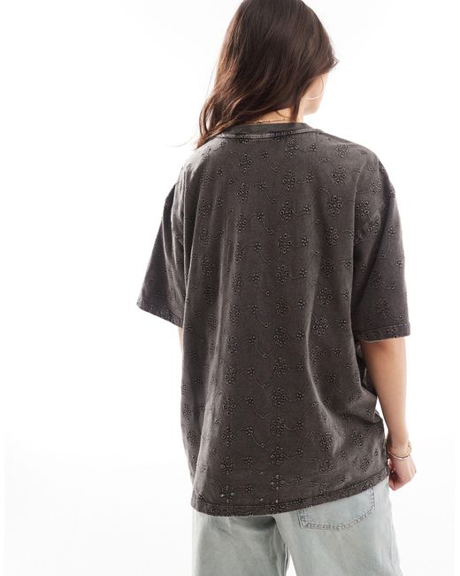 T-shirt oversize avec patchwork en broderie anglaise - anthracite délavé ASOS en coloris Gray