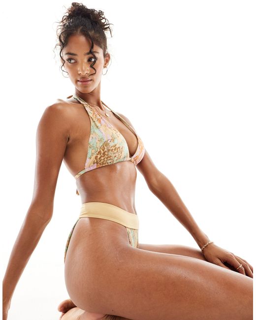 Vero Moda Brown Mix And Match High Waisted Brazilian Bikini Bottoms