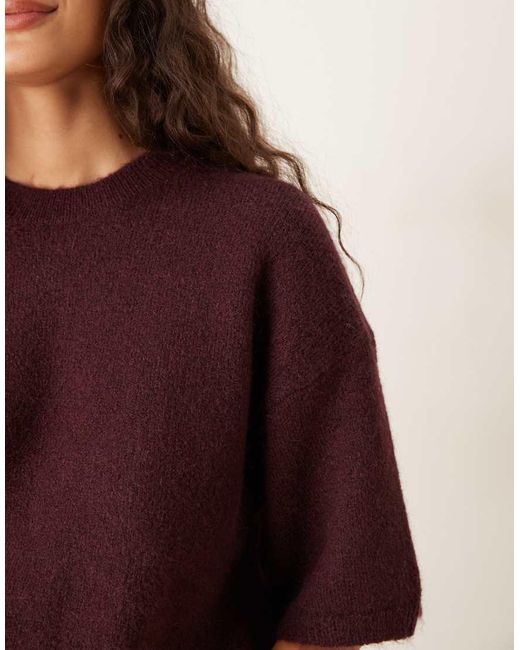 Top Holgado De Manga Corta De Punto De Lana De Alpaca De -Rojo Gina Tricot de color Red