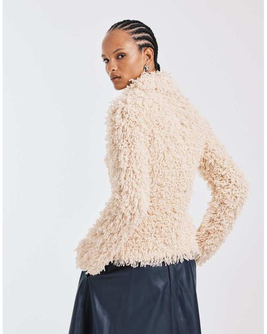 & Other Stories Blue Pure Wool Loop Knit Cardigan With Collar