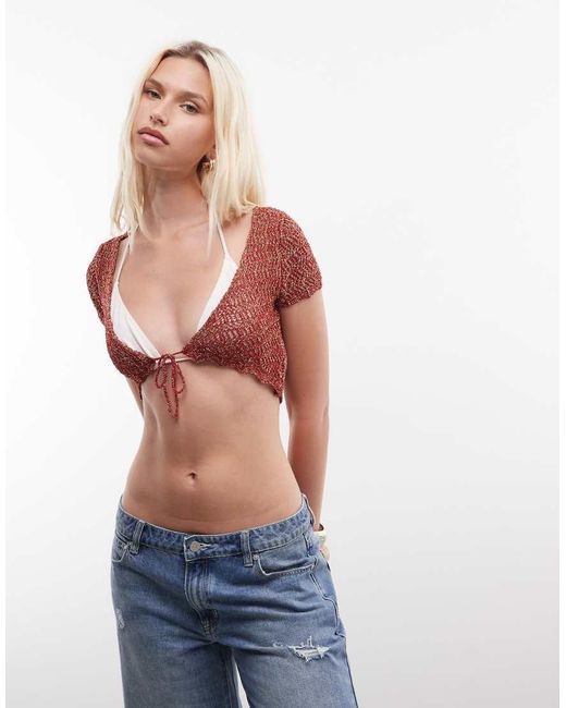 Reclaimed Vintage Red Knit Festival Bolero