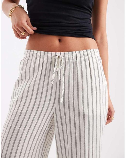 Vero Moda White Linen Touch Wide Leg Pants With Drawstring Waist