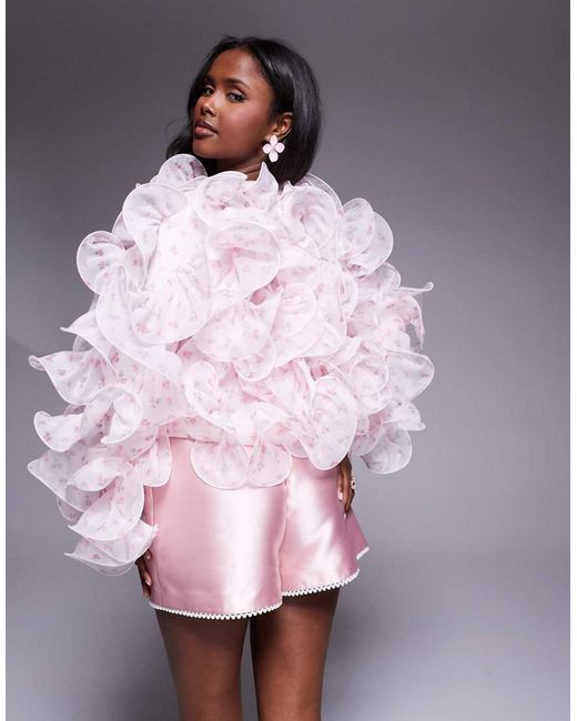 ASOS Gray Ruffle Wired Organza Jacket