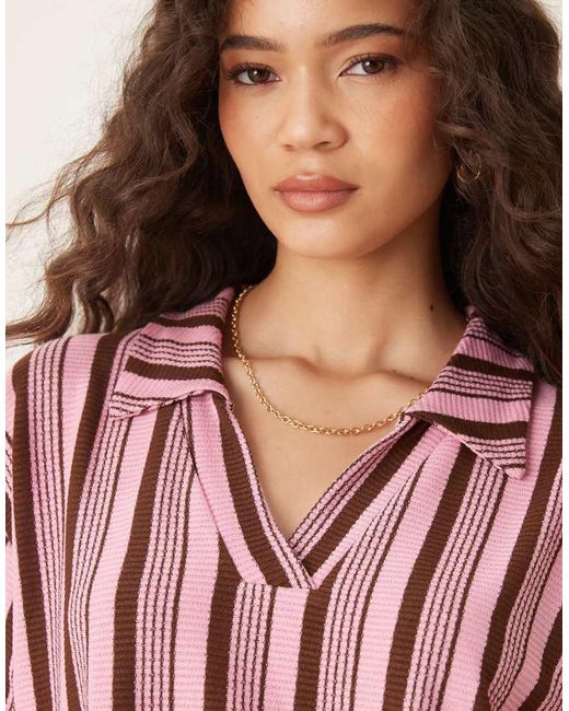 ASOS Gestreepte Oversized Rugbytop Met Korte Mouwen in het Red