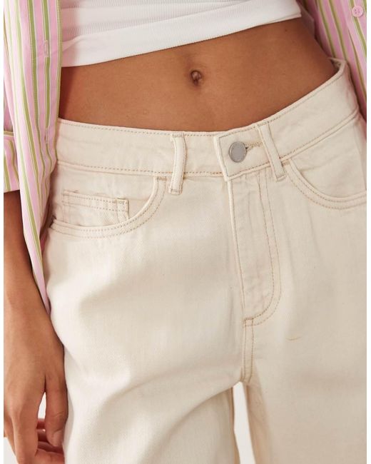 Vila Natural Contrast Stitch Longline Denim Shorts