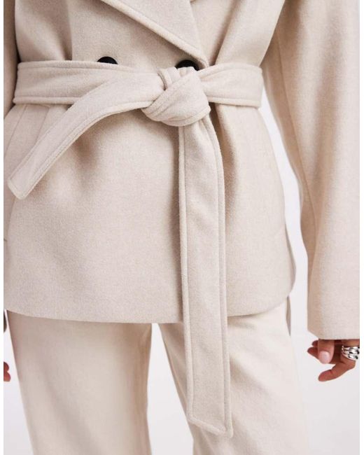 Vero Moda Natural Funnel Neck Belted Short Formal Jacket