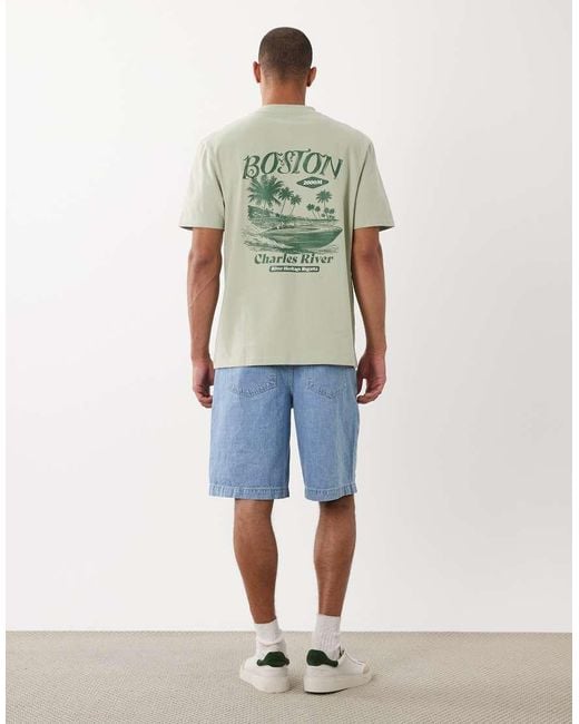 Threadbare Green Back Print Short Sleeve T-shirt for men