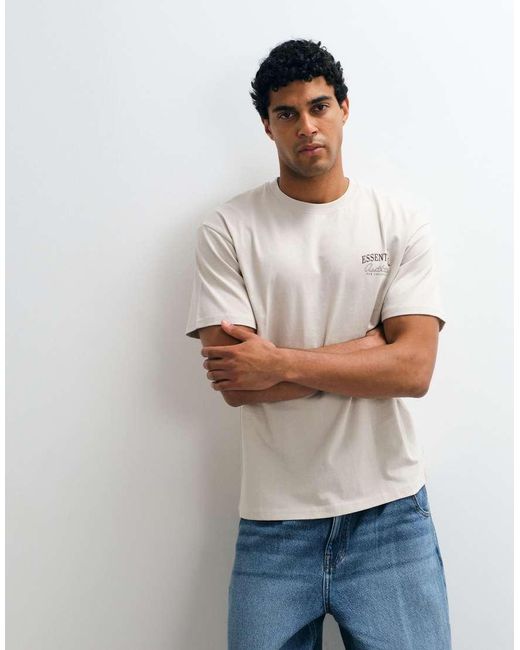 Jack & Jones Gray Essentials Backprint T-shirt for men