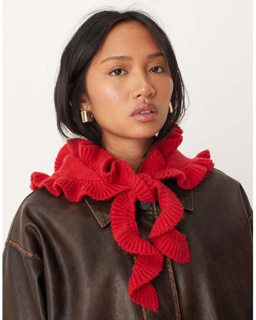 ASOS Red Knitted Frill Edge Triangle