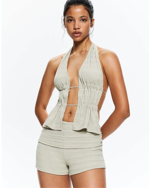 Pull&Bear White – rustikales neckholder-oberteil