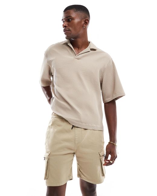 Bershka – cargo-shorts in Natural für Herren