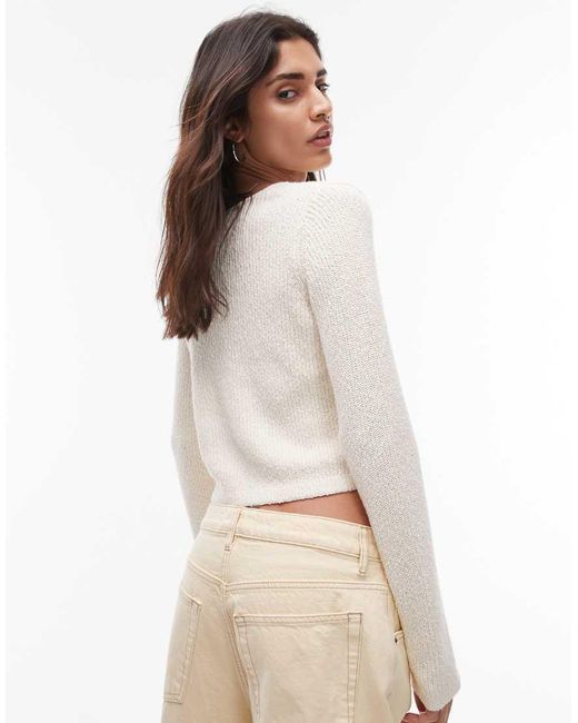 & Other Stories Natural Textured Knit Cardigan With Tie Front