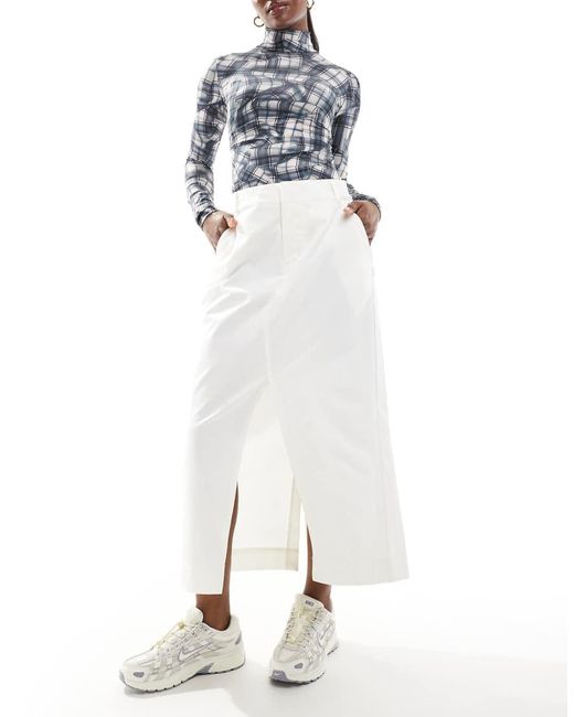 Nike White Msc Twill Maxi Skirt