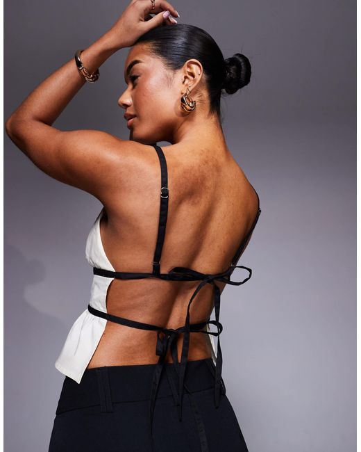 Princess Polly Natural Cami Open Tie Back Top