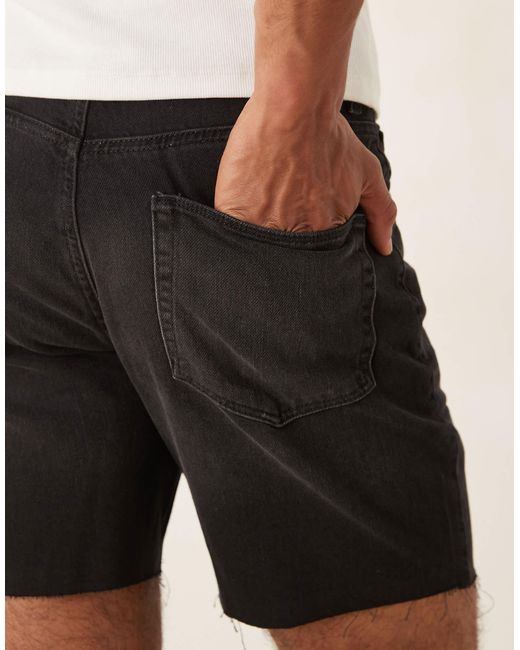 ASOS Natural Mid Length Slim Denim Shorts for men