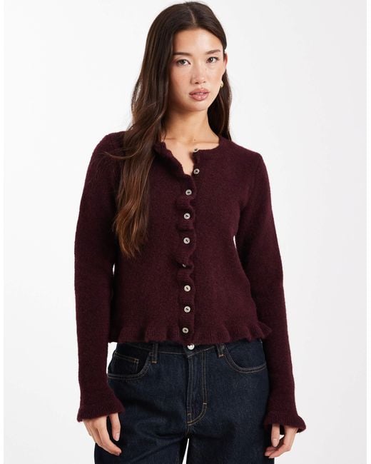 ASOS Purple – gerüschte strickjacke