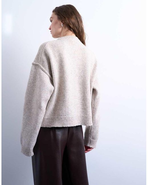 TOPSHOP Gray Knitted Exposed Seam Relaxed Cardigan
