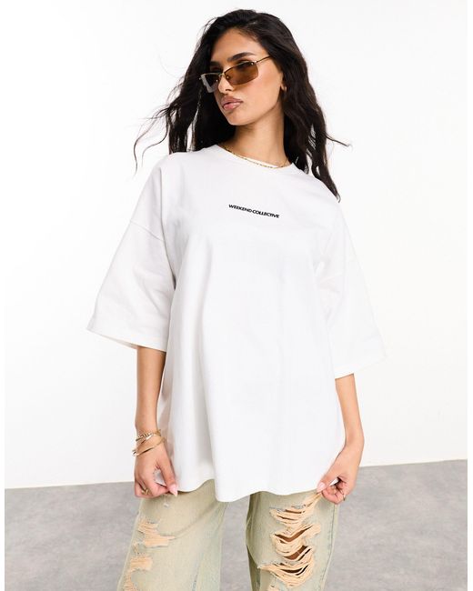 Asos design weekend collective - t-shirt oversize con stampa grafica "summer of life" di ASOS in White