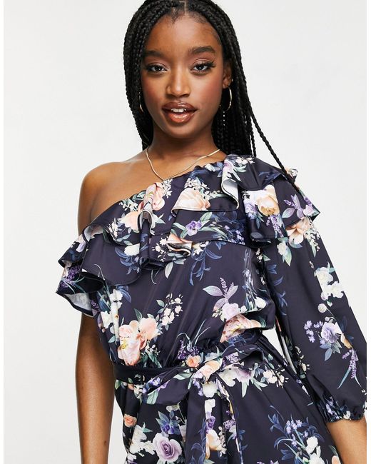 lipsy blue one shoulder dress