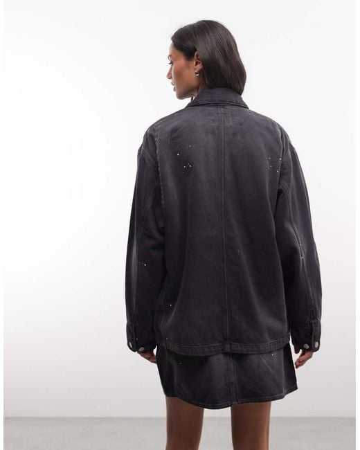 Carhartt Blue Og Michigan Denim Jacket With Paint Splatter Effect Co-ord