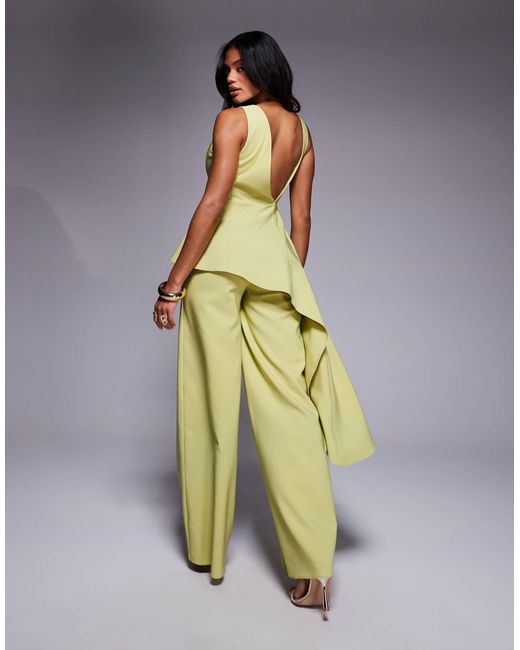 ASOS Metallic Twist Shoulder Draped Jumpsuit