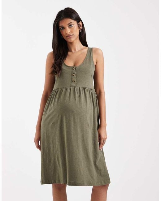 Mama.licious Green Mamalicious Maternity 2 Function Nursing Button Through Mini Sundress