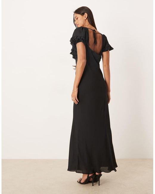 ASOS Black Ruffle Bust Cami Maxi Dress