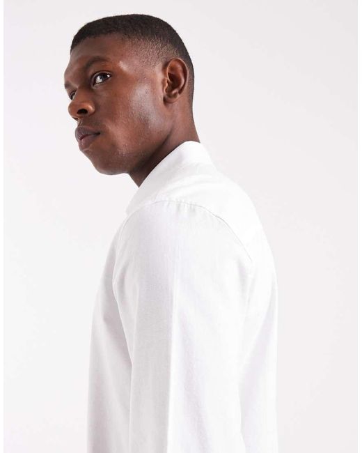 Threadbare White Long Sleeve Oxford Shirt for men