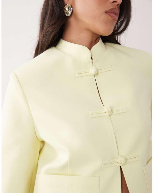 ASOS Natural Boxy Chuck On Mandarin Collar Blazer
