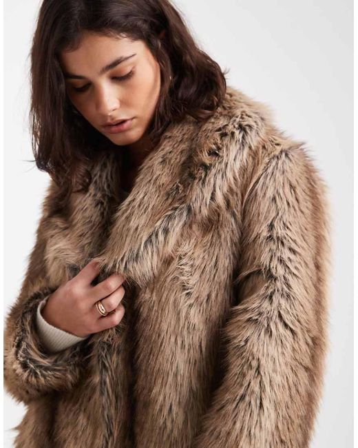 New Look Brown Faux Fur Coat